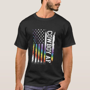 Camiseta Vaquero De Estados Unidos Distressed Arcoiris con