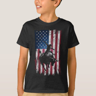 Camiseta Vaquero de Rodeo Bandera Occidental Usa Vaqueros