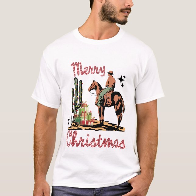 Camiseta vaquero de vacaciones de Navidades occidentales fe (Anverso)