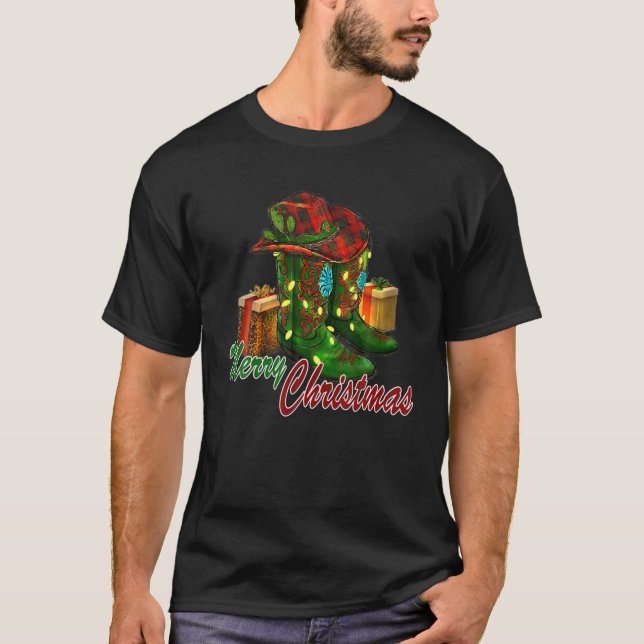 Camiseta Vaquero del oeste de Texas Boots Gorra Feliz Vaca  (Anverso)