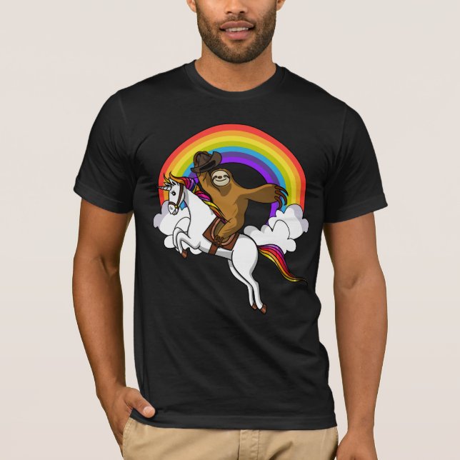 Camiseta Vaquero divertido de la pereza que monta el arco (Anverso)