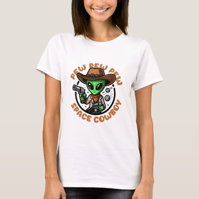Camiseta Vaquero Espacial Alien Divertido (Anverso)