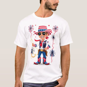 Camiseta Vaquero estrellado – Celebración del 4 de julio De