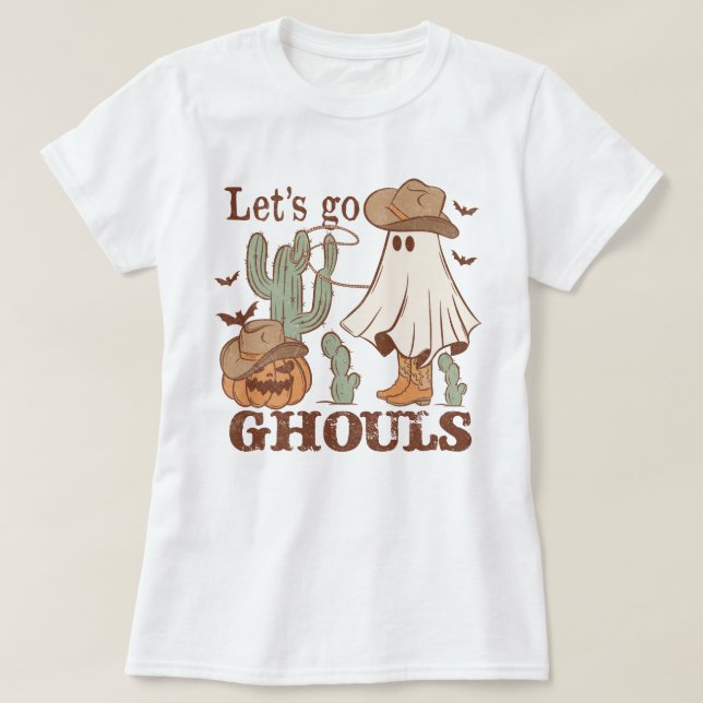 Camiseta Vaquero fantasma de la calabaza occidental vamos a (Diseño del anverso)