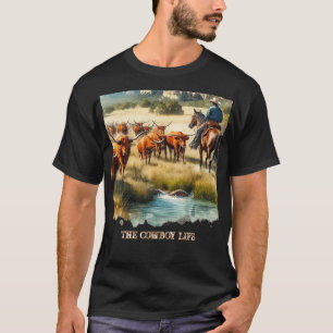 Camiseta Vaquero ganado de cuernos largos vivos