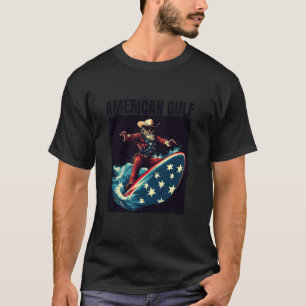 Camiseta Vaquero genial con Surfboard Patriótico y surfeand