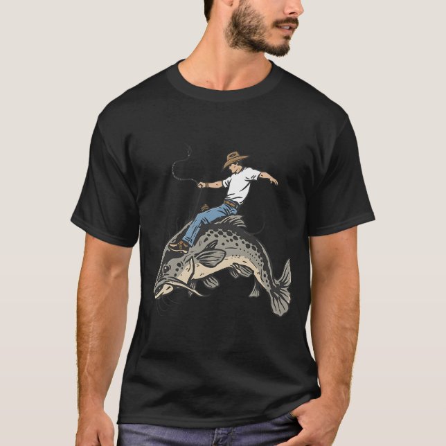 Camiseta Vaquero montando bagre (Anverso)