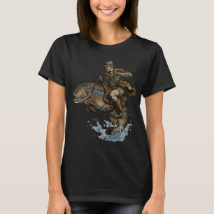 Camiseta Vaquero montando trucha arcoíris vintage pesca sur