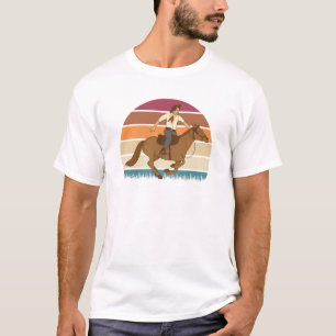 Camiseta Vaquero montando un caballo en una carrera con pue