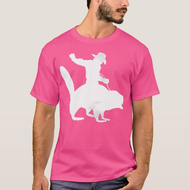Camiseta Vaquero montando un castor angustiado (Anverso)