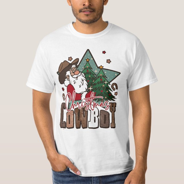 Camiseta Vaquero navidad, Navidad occidental, Navidades, Sa (Anverso)