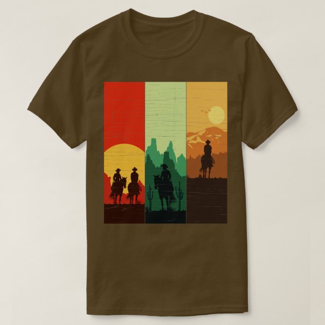 Camiseta Vaquero occidental angustiado montando caballo al  (Diseño del anverso)