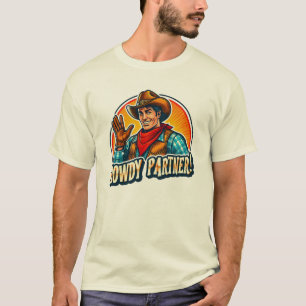Camiseta Vaquero Texano Vintage Saludo "Howdy Partner"