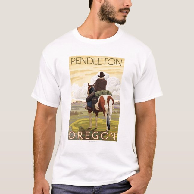Camiseta Vaquero y caballo - Pendleton, Oregon (Anverso)