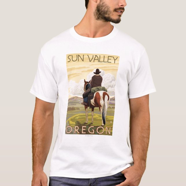Camiseta Vaquero y caballo - Sun Valley, Idaho (Anverso)