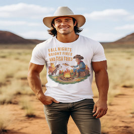 Camiseta Vaquero y perro de vaca cocinando pescado del otoñ