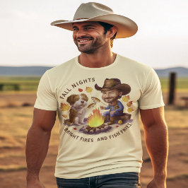 Camiseta Vaquero y perro de vaca cocinando pescado del otoñ