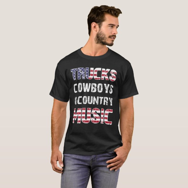 Camiseta vaqueros de camiones y música country (Anverso completo)