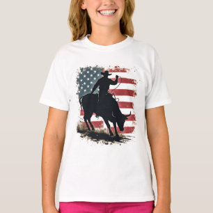 Camiseta Vaqueros de toros de Cowboy Rider Patriótico Bande