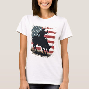 Camiseta Vaqueros de toros de Cowboy Rider Patriótico Bande