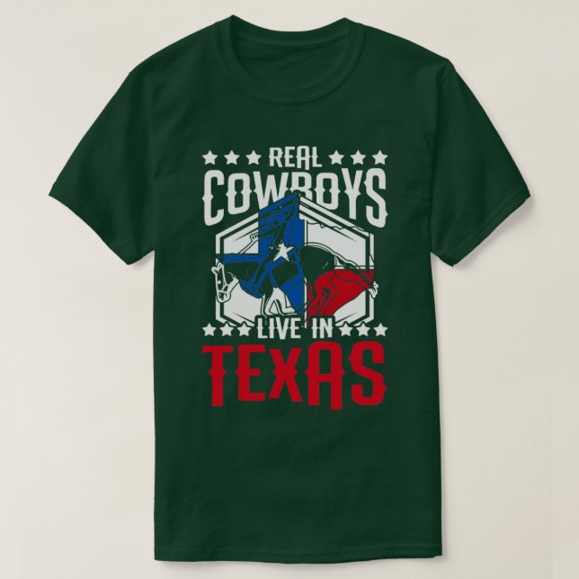 Camiseta Vaqueros Reales Viven En Texas (Diseño del anverso)