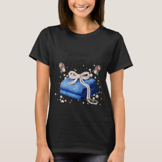 Camiseta Vaqueros y perlas moda de denim con lazo señoras