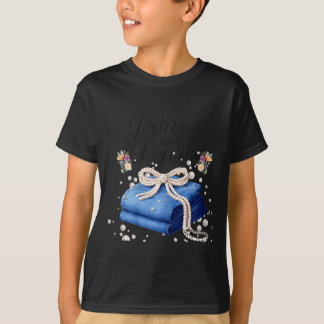 Camiseta Vaqueros y perlas moda de jeans con lazo señoras