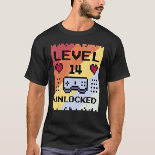 Camiseta Variable de nivel de jugador de cumpleaños de 14 a