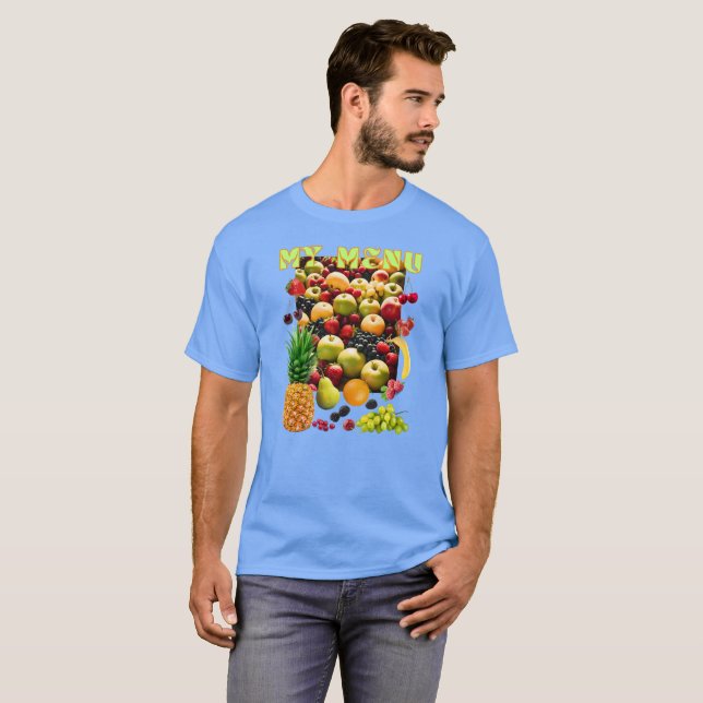 Camiseta Variedad de frutas frescas con un lema (Anverso completo)