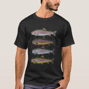Camiseta Variedad de truchas colores brillantes peces pesca