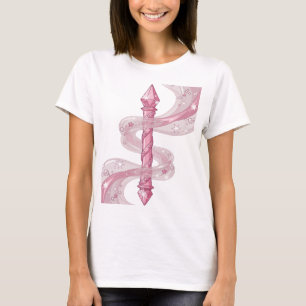 Camiseta Varita de CRISTAL ROSA de Plata con Estilo Diseño 