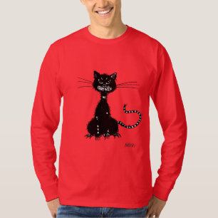 Camiseta Varón malvado del gato negro del Grunge oscuro