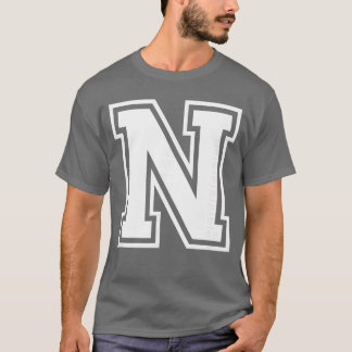 Camiseta Varsity alfabeto monograma inicial nombre letra N