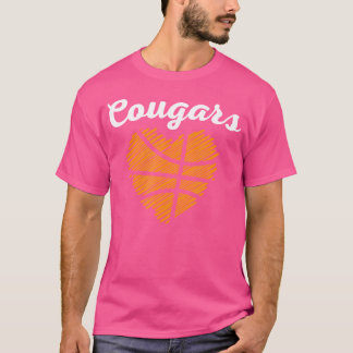 Camiseta Varsity Blues Gold Cougars Heart Basketball - U