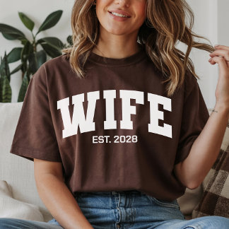 Camiseta Varsity Wifey Hubby Shirt, Custom Engagement Gift