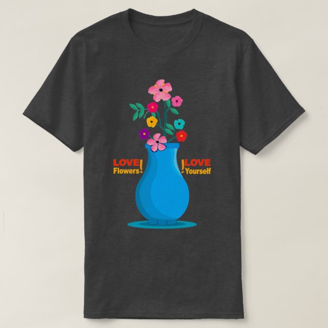 Camiseta Vasa de flores coloridas (Diseño del anverso)