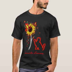Camiseta Vasculitis Conciencia Gato de girasol mariposa