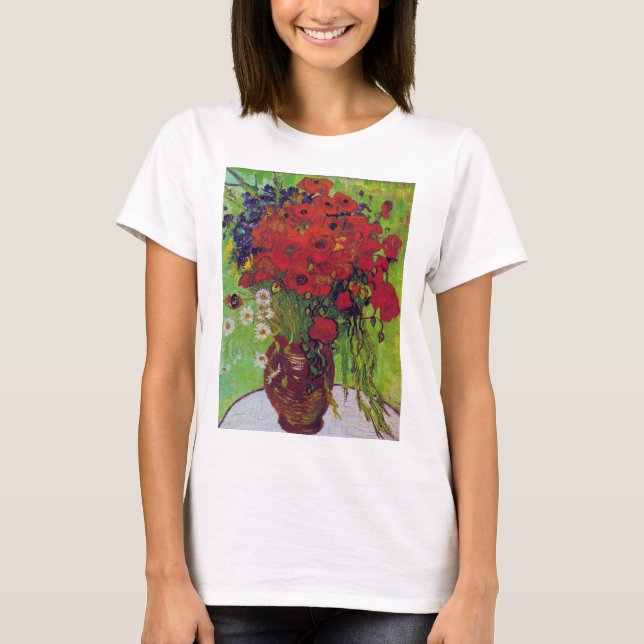 Camiseta Vase con Cornflower y Poppies, Van Gogh (Anverso)