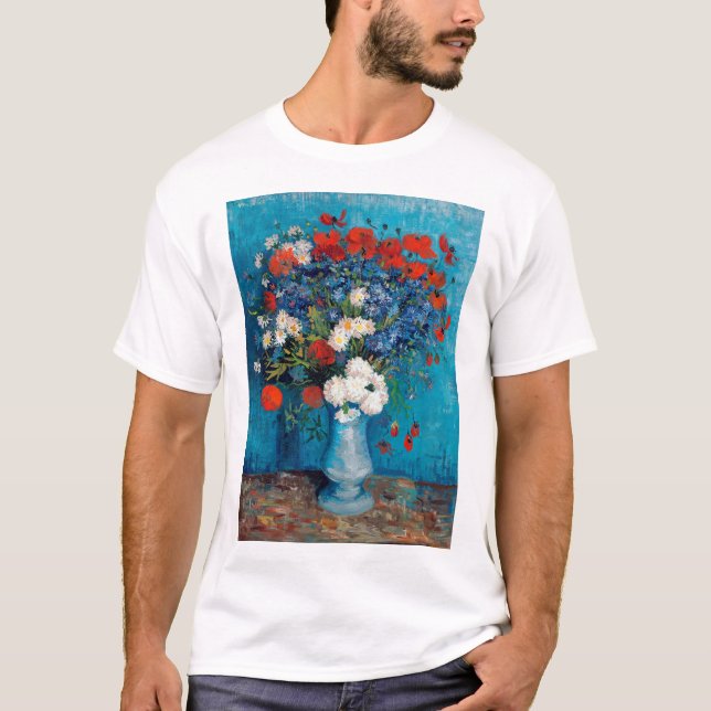 Camiseta Vase con Cornflowers y Poppies, Van Gogh (Anverso)