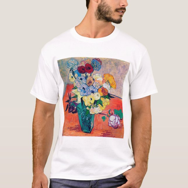 Camiseta Vase con Rosas y Anemones, Van Gogh (Anverso)