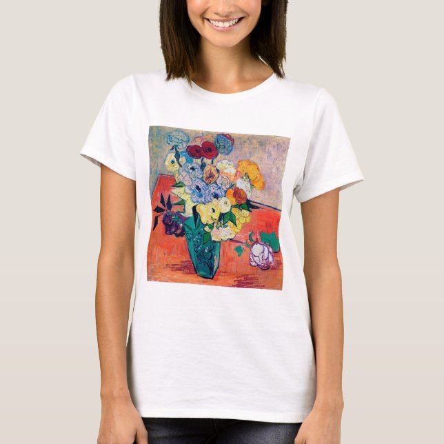 Camiseta Vase con Rosas y Anemones, Van Gogh (Anverso)