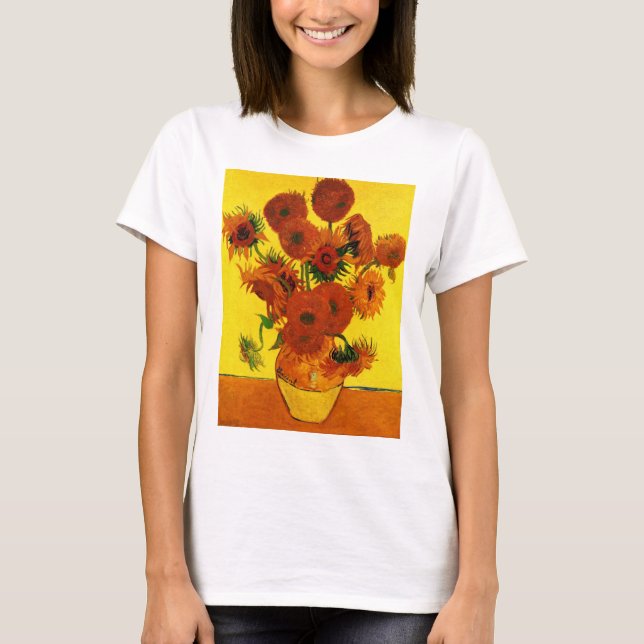 Camiseta Vase de la vida con 15 girasoles Vincent van Gogh (Anverso)