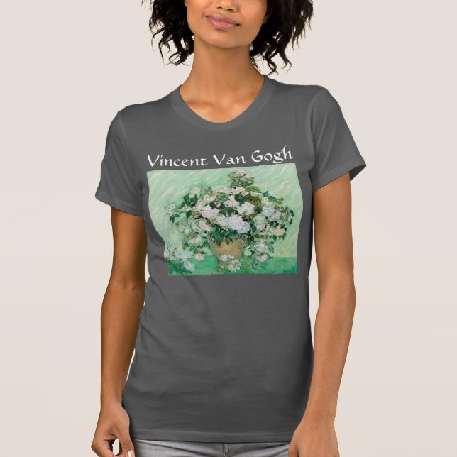 Camiseta Vase Van Gogh con arte de flores de época rosas (Anverso)