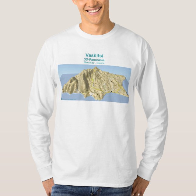 Camiseta Vasilitsi - Mapa de 3D-Panorama - Largo de camiset (Anverso)