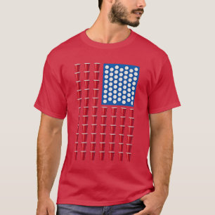 Camiseta Vaso de Beer Pong Rojo Solo Bandera Americana USA