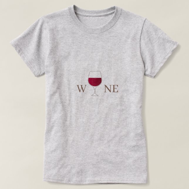 Camiseta Vaso De Vino Rojo Gris Minimalista (Diseño del anverso)