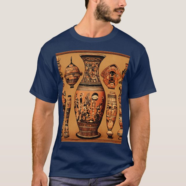 Camiseta Vasos antropomórficos de los pueblos del Xingú: (Anverso)
