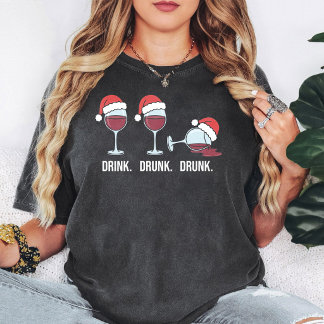 Camiseta Vasos de vino de Navidad divertidos para beber en