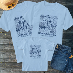 Camiseta Vaya barco azul vacaciones familiares monocromátic