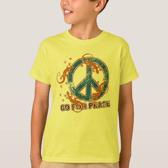 Camiseta VAYA POR LA PAZ geckos grunge + tu trasero. (Anverso)